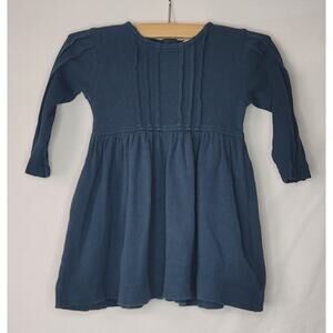 Kate Quinn- Girl's long sleeve blue organic cotton dress- size 12-18months